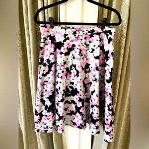Pink and blue floral A-line skirt